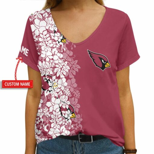 Arizona Cardinals Personalized V-neck Women T-shirt