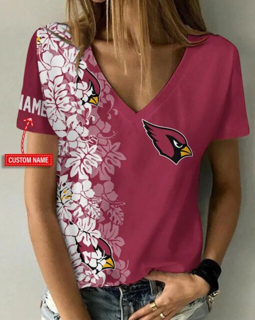 Arizona Cardinals Personalized V-neck Women T-shirt