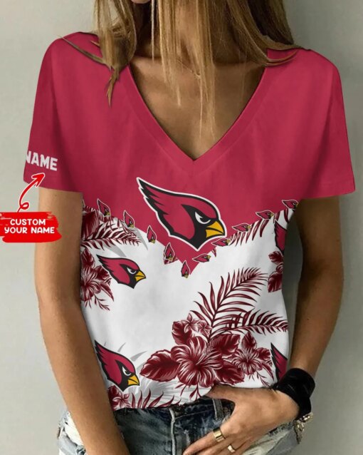 Arizona Cardinals Personalized V-neck Women T-shirt BG604