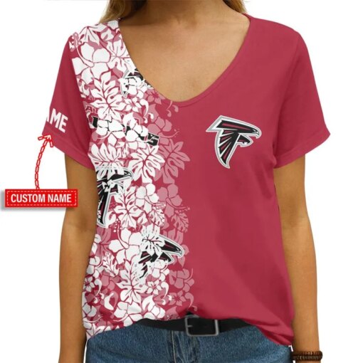 Atlanta Falcons Personalized V-neck Women T-shirt