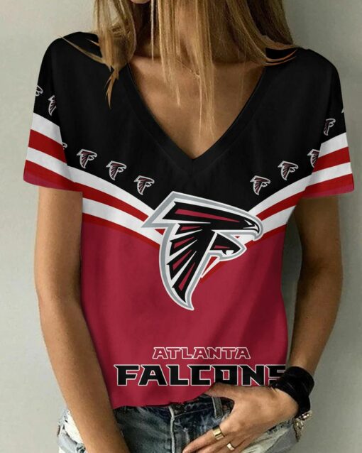 Atlanta Falcons Personalized V-neck Women T-shirt