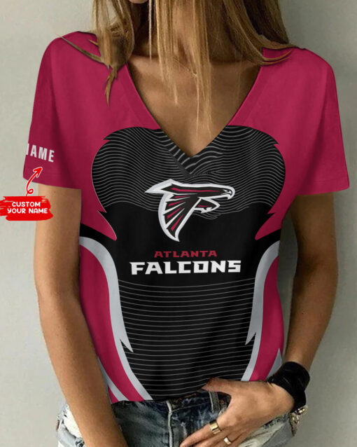 Atlanta Falcons Personalized V-neck Women T-shirt AGC87