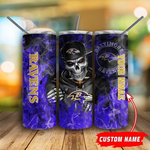 Baltimore Ravens Personalized Glitter Tumbler With Stainless Steel Straw BG68