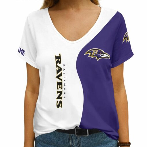 Baltimore Ravens Personalized V-neck Women T-shirt