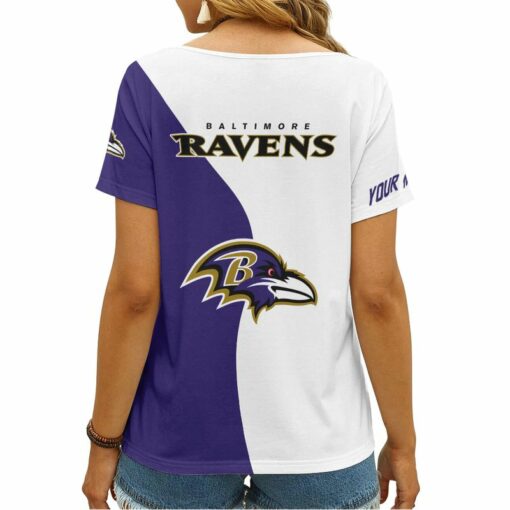 Baltimore Ravens Personalized V-neck Women T-shirt