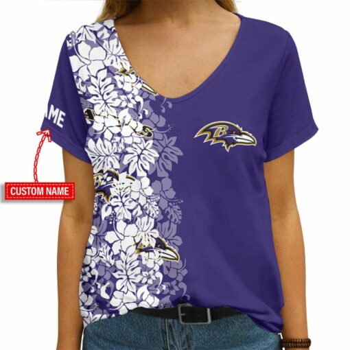 Baltimore Ravens Personalized V-neck Women T-shirt