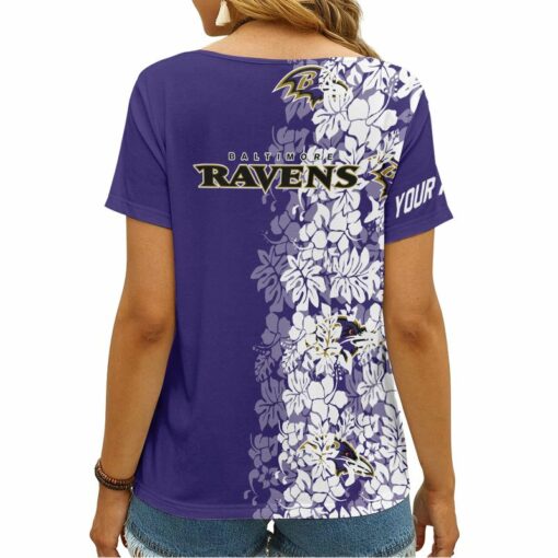 Baltimore Ravens Personalized V-neck Women T-shirt