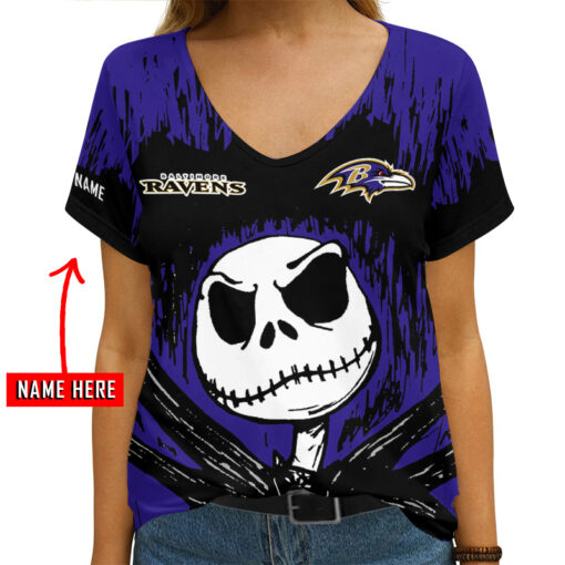 Baltimore Ravens Personalized V-neck Women T-shirt AGCWTS123