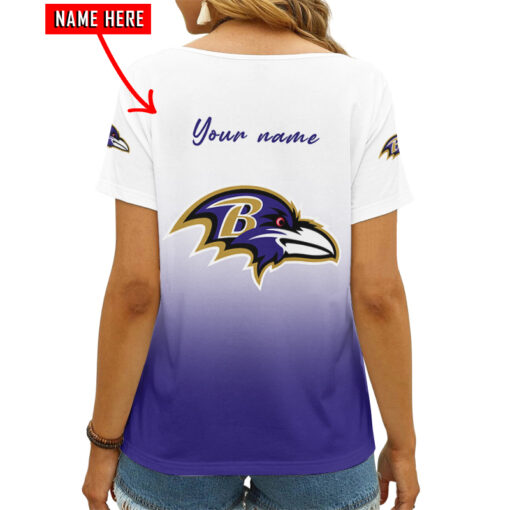 Baltimore Ravens Personalized V-neck Women T-shirt AGCWTS193