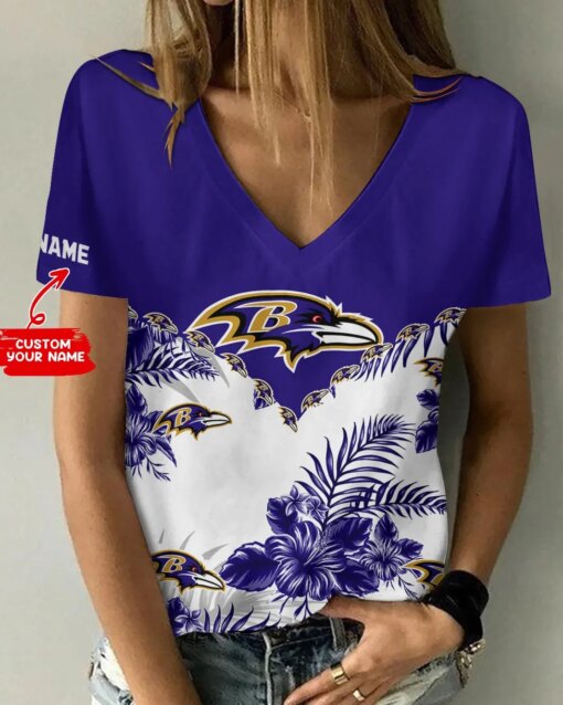 Baltimore Ravens Personalized V-neck Women T-shirt BG607