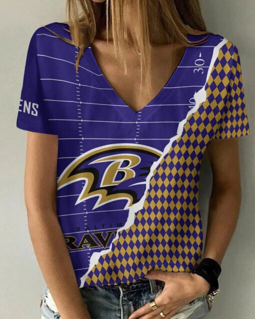 Baltimore Ravens Summer V-neck Women T-shirt BG297