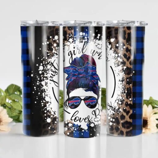 Buffalo Bills Glitter Tumbler With Stainless Steel Straw BG31