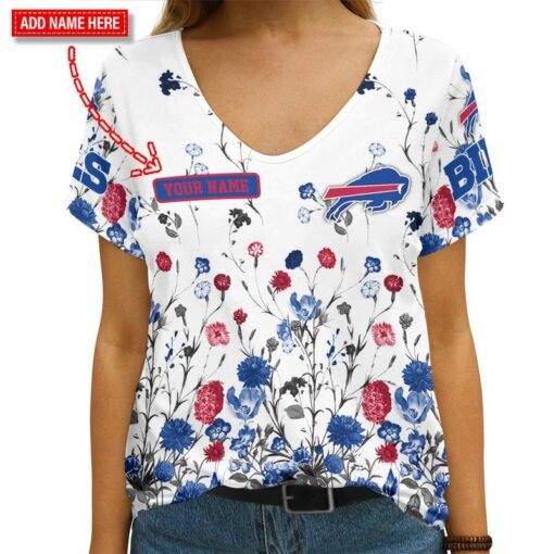 Buffalo Bills Personalized V-neck Women T-shirt