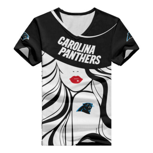 Carolina Panthers Personalized Summer V-neck Women T-shirt 150