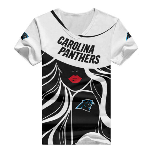 Carolina Panthers Personalized Summer V-neck Women T-shirt 150