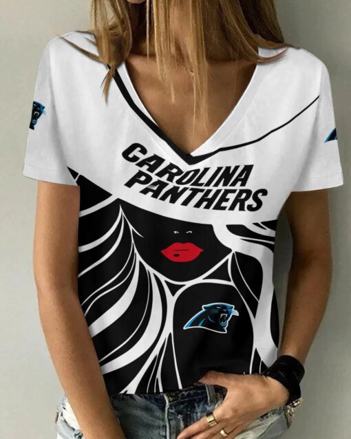 Carolina Panthers Personalized Summer V-neck Women T-shirt 150