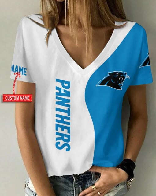 Carolina Panthers Personalized V-neck Women T-shirt