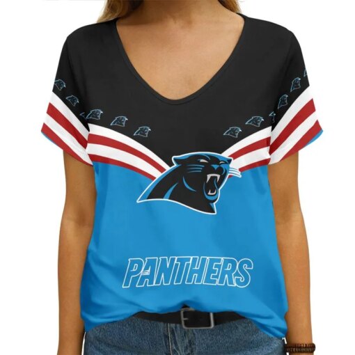 Carolina Panthers Personalized V-neck Women T-shirt