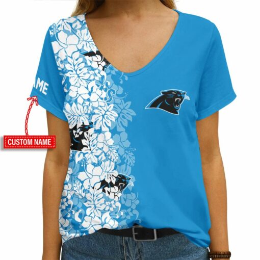 Carolina Panthers Personalized V-neck Women T-shirt