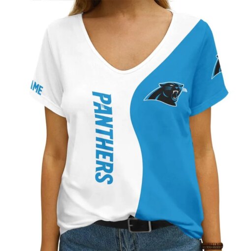 Carolina Panthers Personalized V-neck Women T-shirt