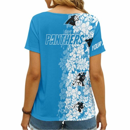 Carolina Panthers Personalized V-neck Women T-shirt