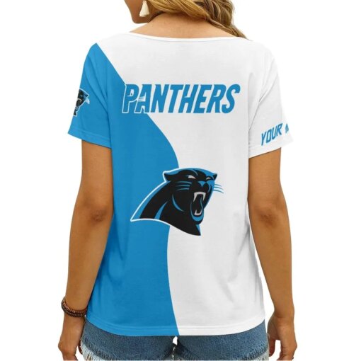 Carolina Panthers Personalized V-neck Women T-shirt