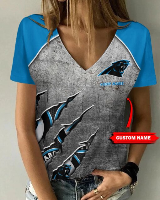 Carolina Panthers Personalized V-neck Women T-shirt BG999