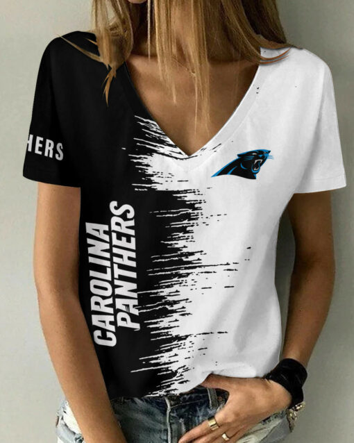 Carolina Panthers Summer V-neck Women T-shirt BG25