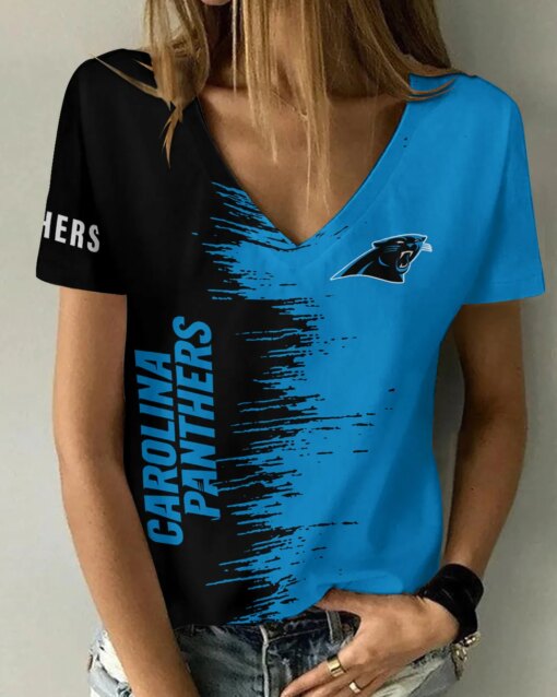 Carolina Panthers Summer V-neck Women T-shirt BG25