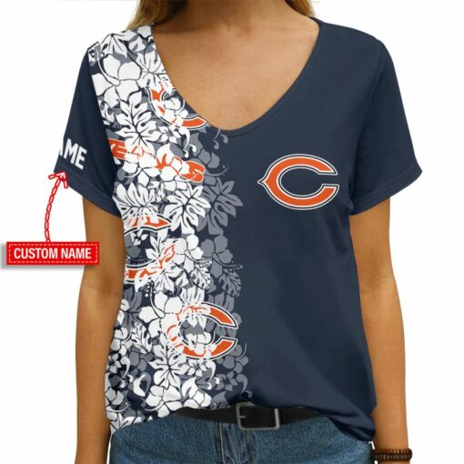 Chicago Bears Personalized V-neck Women T-shirt