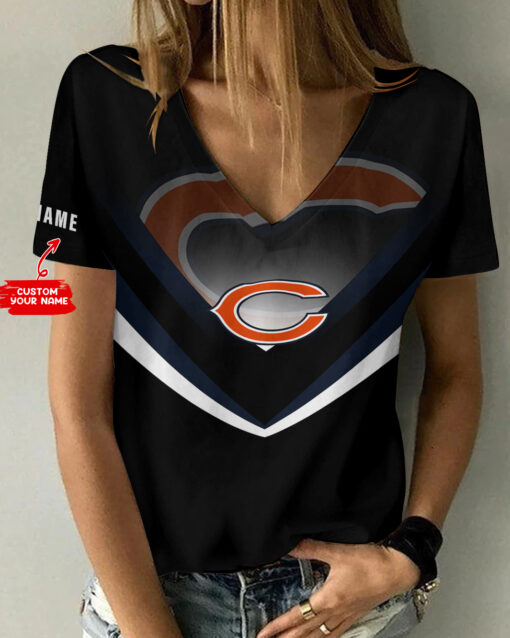 Chicago Bears Personalized V-neck Women T-shirt AGC84