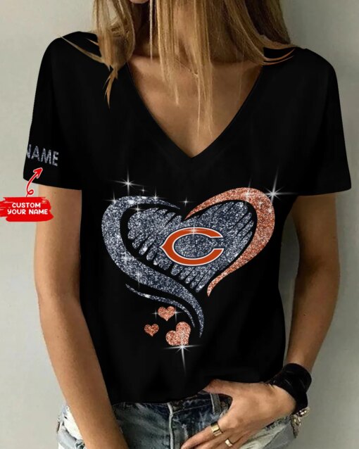 Chicago Bears Personalized V-neck Women T-shirt AGCWTS195