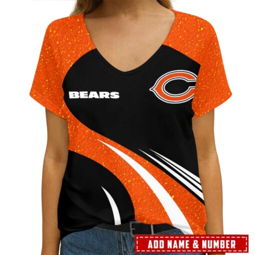 Chicago Bears Personalized V-neck Women T-shirt AGCWTS294