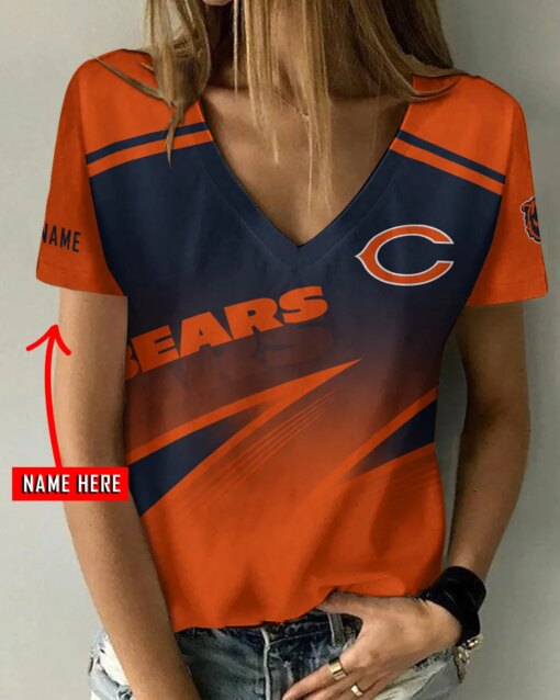 Chicago Bears Personalized V-neck Women T-shirt BG990