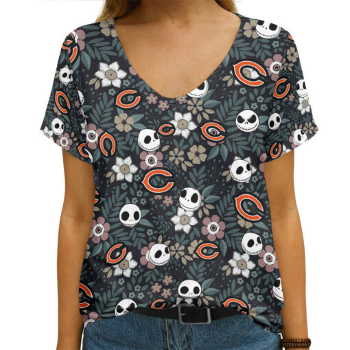 Chicago Bears Summer V-neck Women T-shirt