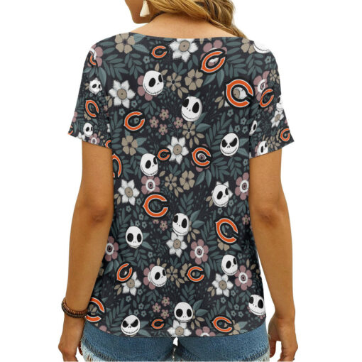 Chicago Bears Summer V-neck Women T-shirt