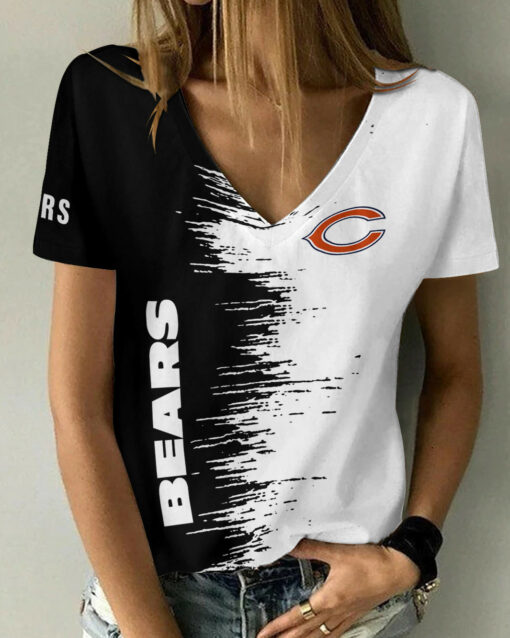 Chicago Bears Summer V-neck Women T-shirt BG02