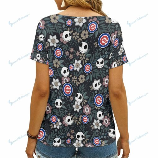 Chicago Cubs Summer V-neck Women T-shirt 18