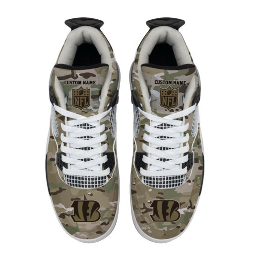 Cincinnati Bengals Camo Personalized AJ4 Sneaker BG33