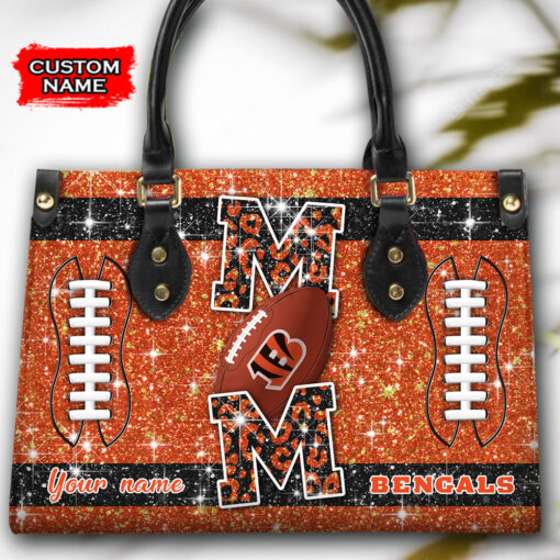 Cincinnati Bengals Personalized Leather Hand Bag BBLTHB574