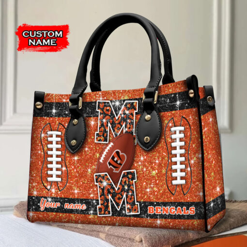 Cincinnati Bengals Personalized Leather Hand Bag BBLTHB574