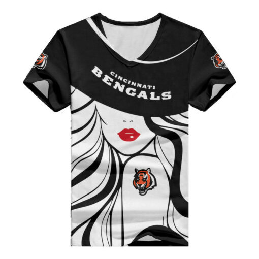 Cincinnati Bengals Personalized Summer V-neck Women T-shirt 147