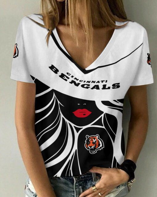 Cincinnati Bengals Personalized Summer V-neck Women T-shirt 147