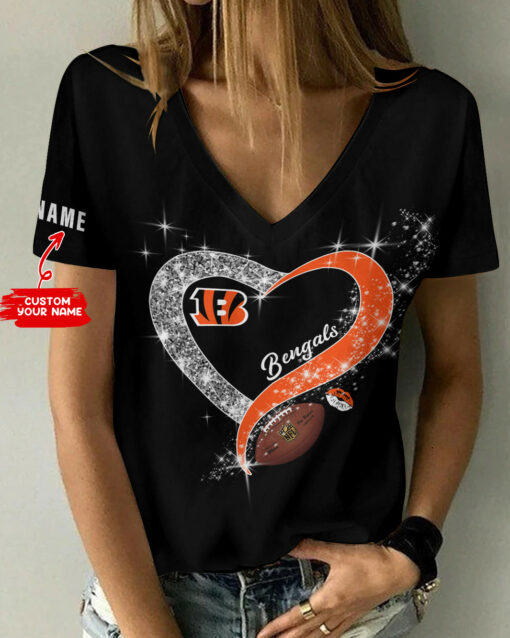 Cincinnati Bengals Personalized Summer V-neck Women T-shirt BG245