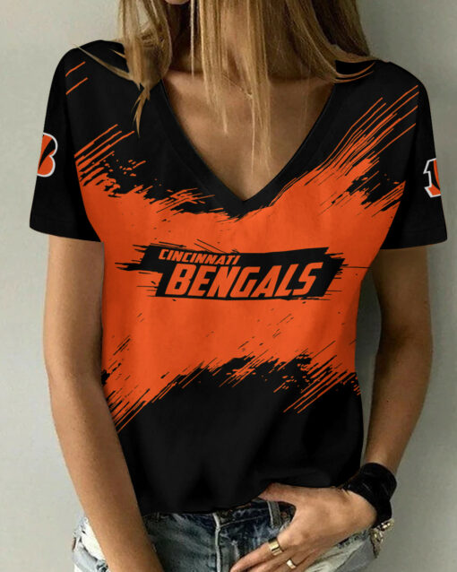 Cincinnati Bengals Personalized Summer V-neck Women T-shirt BG263