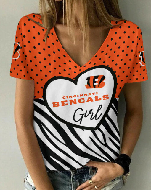 Cincinnati Bengals Personalized Summer V-neck Women T-shirt BG340