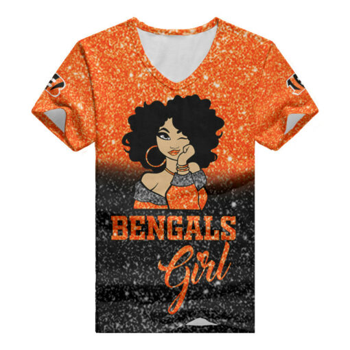 Cincinnati Bengals Personalized Summer V-neck Women T-shirt BG40