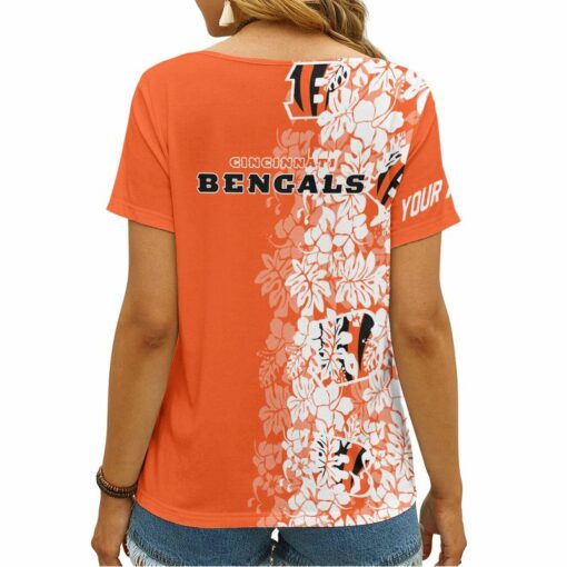 Cincinnati Bengals Personalized V-neck Women T-shirt