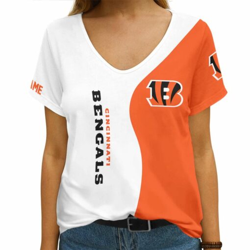 Cincinnati Bengals Personalized V-neck Women T-shirt