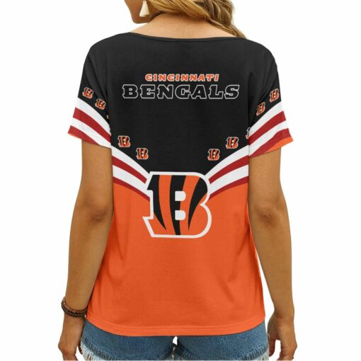 Cincinnati Bengals Personalized V-neck Women T-shirt